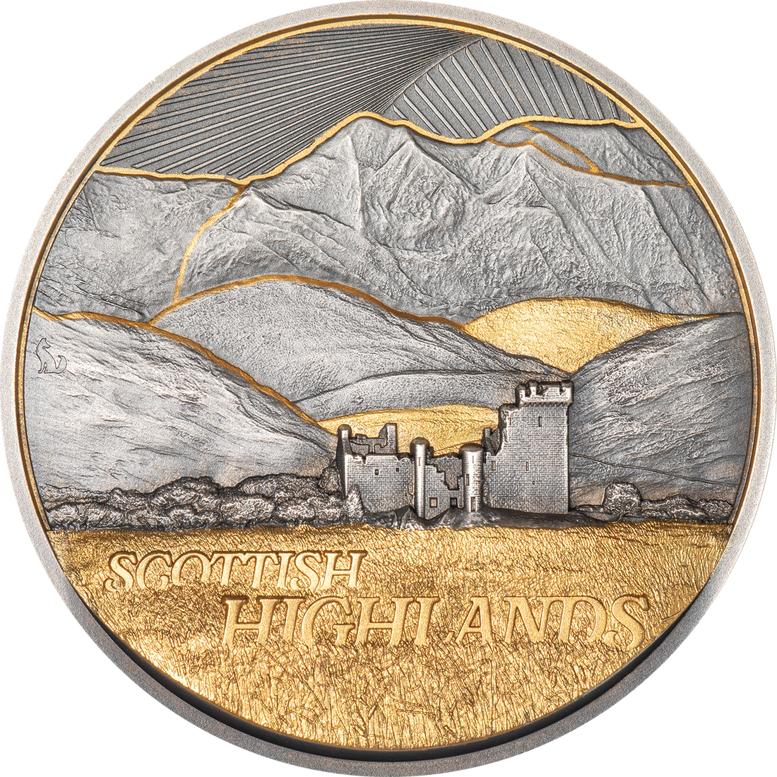Moneda de Plata 2 oz Scottish Highlands — Paisajes Dorados Islas Cook 2026