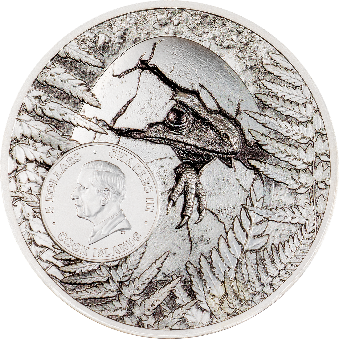 Moneda de Plata 1 oz Reliquias Jurásicas – Carcharodontosaurus Islas Cook 2026