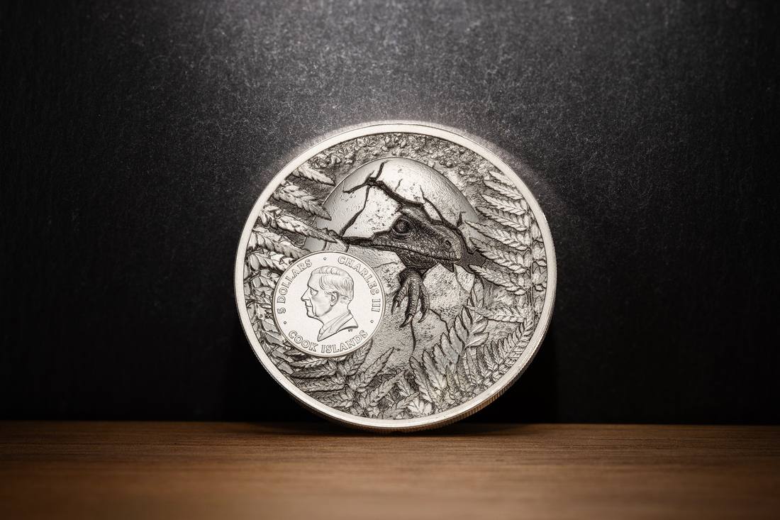 Moneda de Plata 1 oz Reliquias Jurásicas – Carcharodontosaurus Islas Cook 2026
