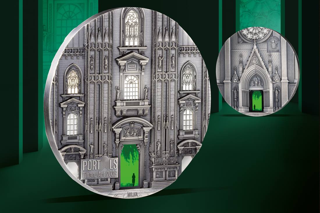 Moneda de Plata 1 kg Tiffany Art Portals – Milán & Praga Edición Kilo Islas Cook 2026
