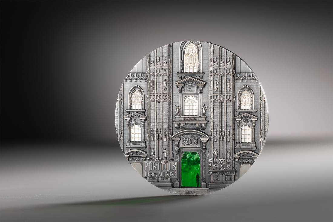 Moneda de Plata 3 oz Tiffany Art Portals – Milán & Praga Islas Cook 2026