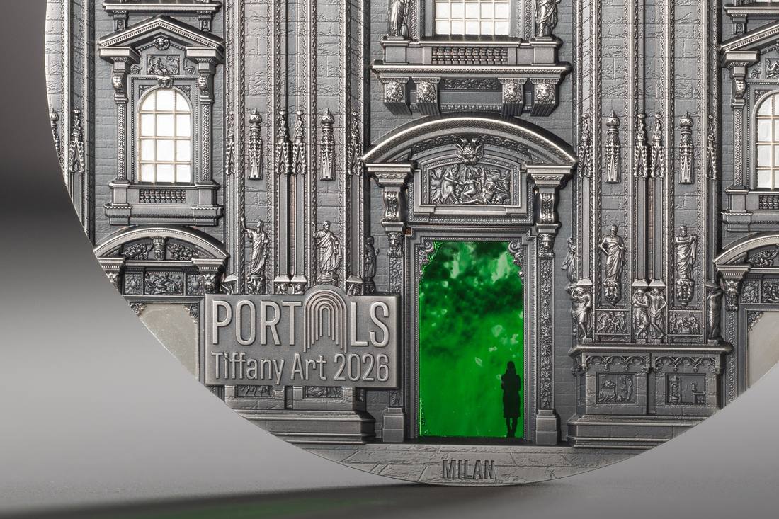 Moneda de Plata 3 oz Tiffany Art Portals – Milán & Praga Islas Cook 2026