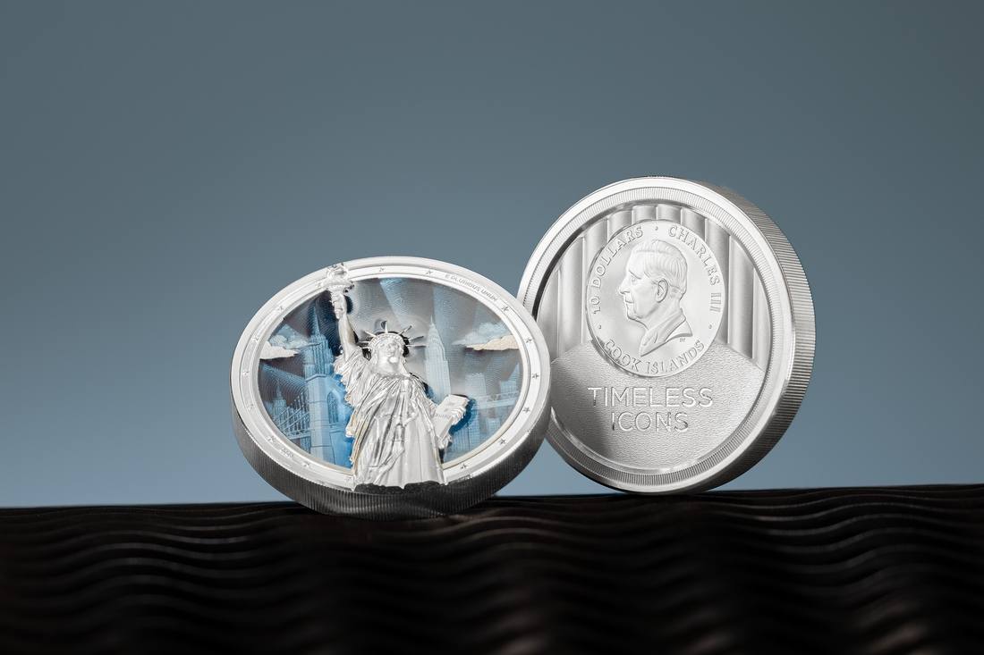 Moneda de Plata 2 oz Estatua de la Libertad — Iconos Atemporales Islas Cook 2026