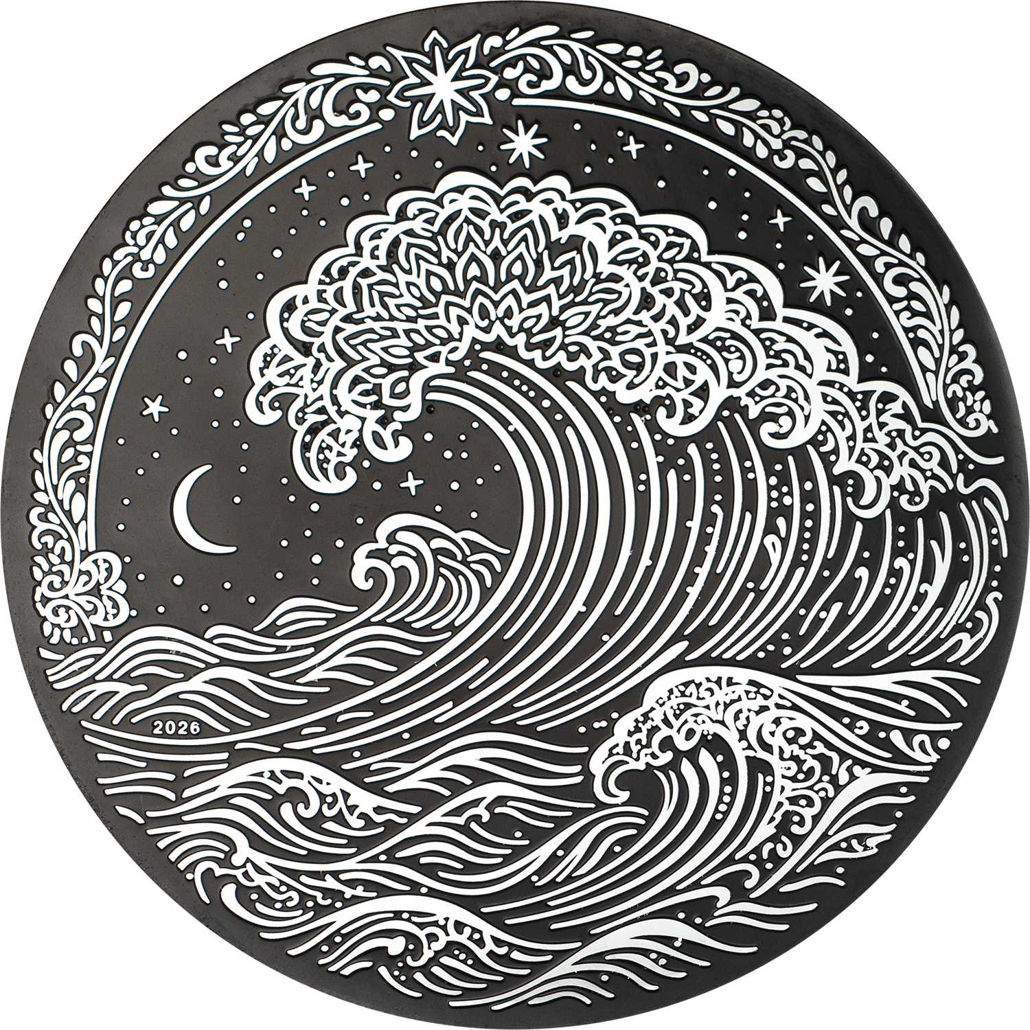 Moneda de Plata 1 oz La Ola – Negro Obsidiana Islas Cook 2026