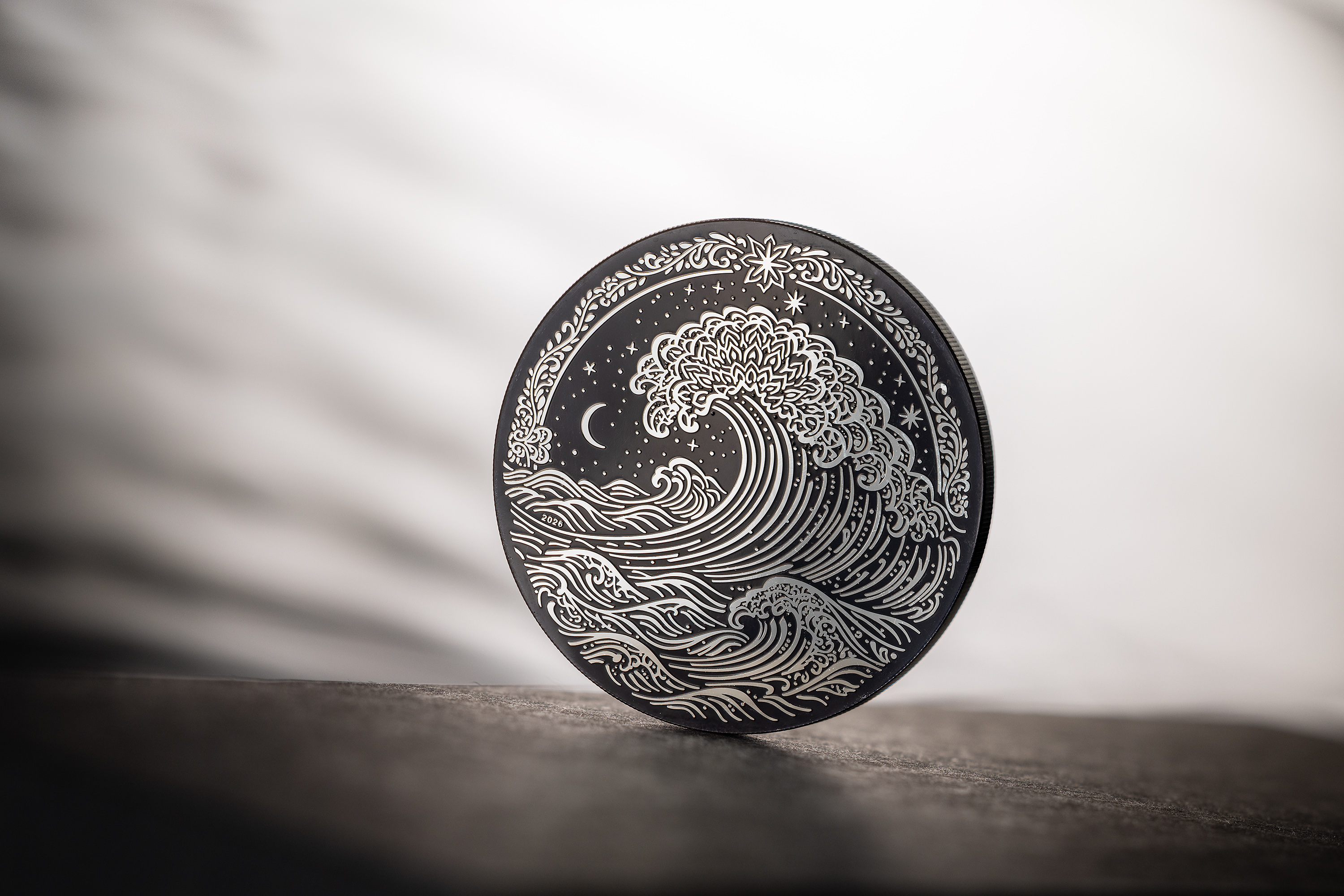 Moneda de Plata 1 oz La Ola – Negro Obsidiana Islas Cook 2026
